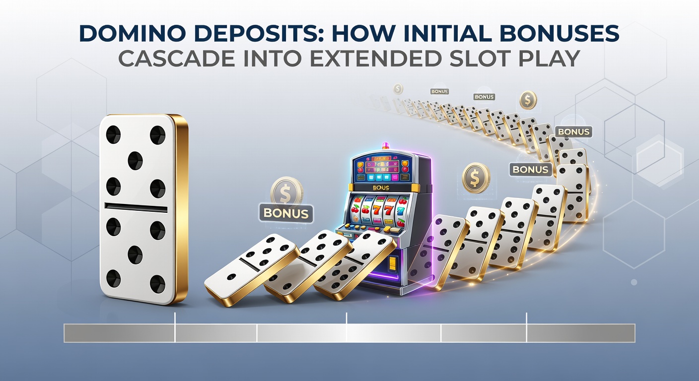 Screenshot of an online slot platform dashboard displaying a sequence of unlocked bonuses from a domino deposit chain