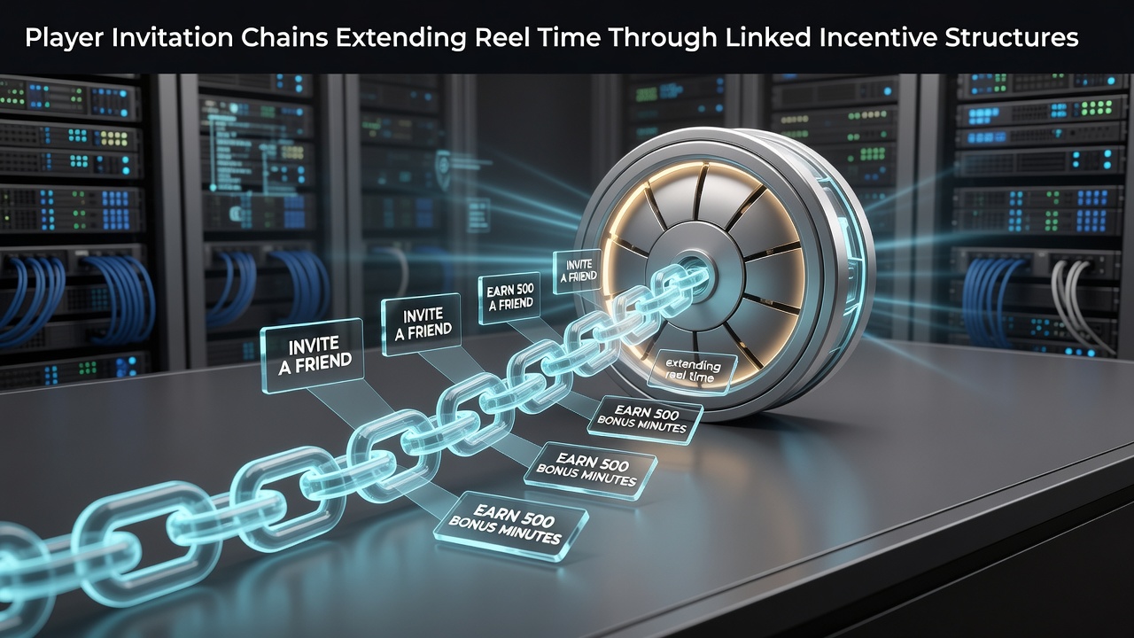 Diagram showing interconnected player invitation chains and bonus structures in online slots platforms