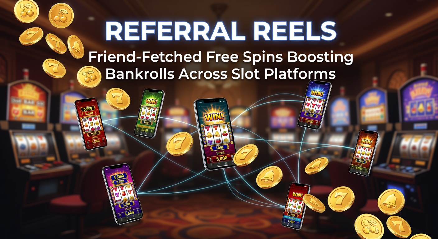 Dynamic slot interface showing referral bonuses activating free spin cascades