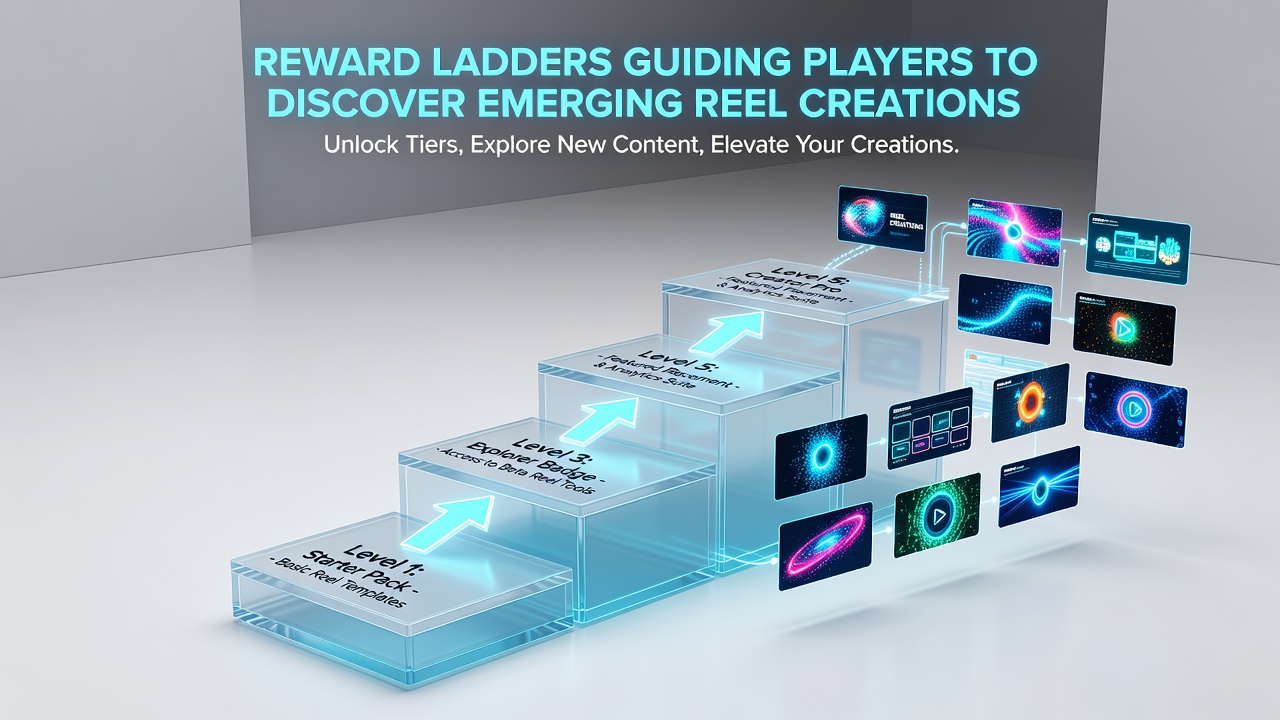 Screenshot of a mobile slot platform displaying reward ladder progression and emerging reel game previews