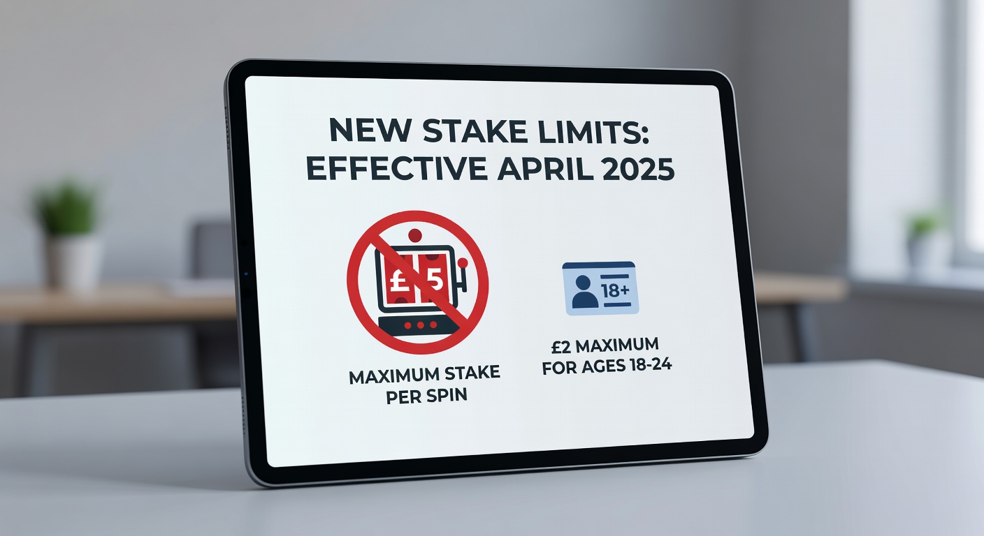 Infographic depicting changes in UK slots sessions, spins, and revenue post-stake limits, with key stats from Q4 2025
