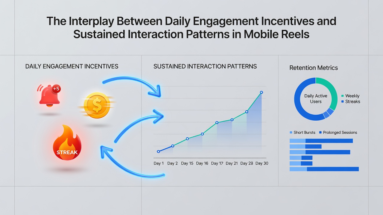 Analytics chart displaying user retention trends influenced by daily engagement rewards in reel applications
