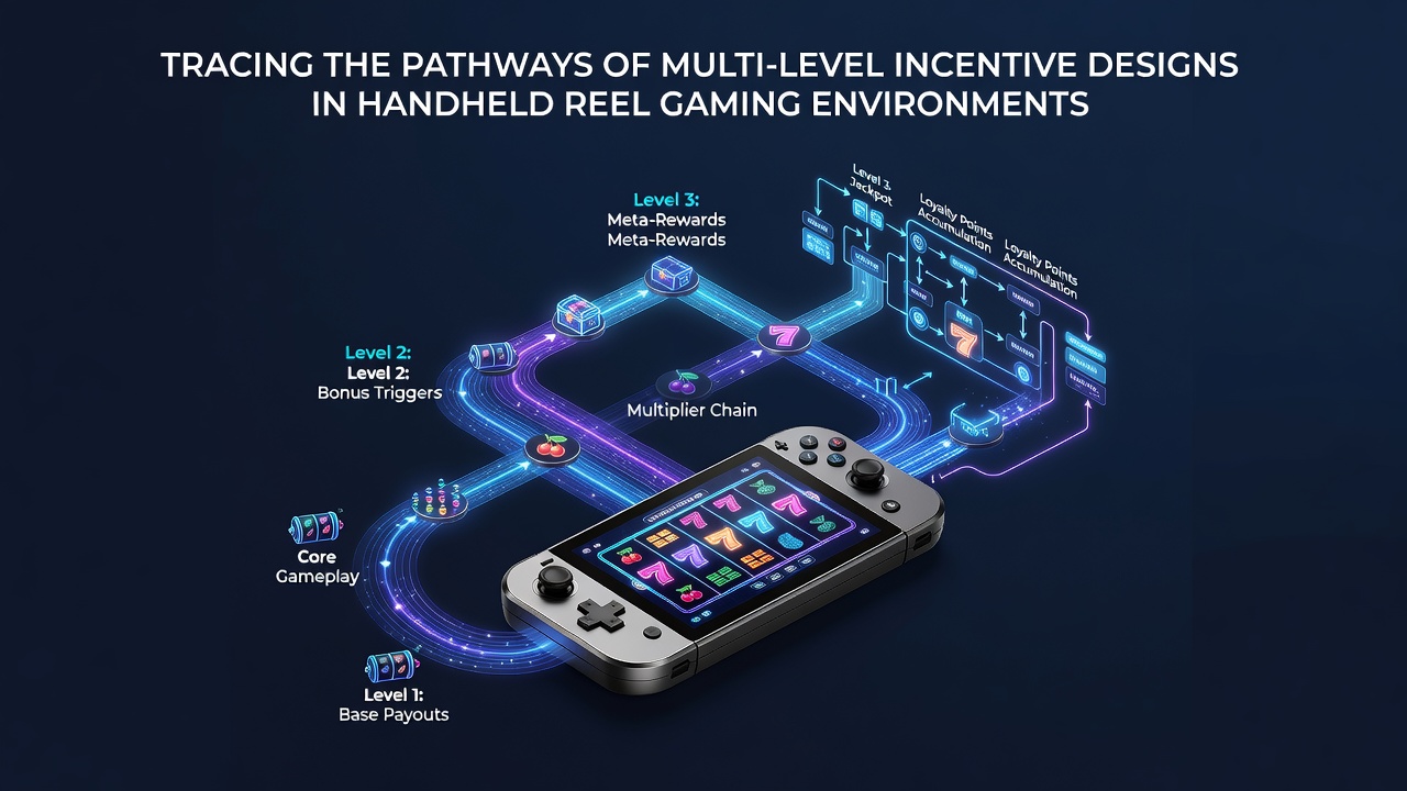 Mobile slot interface showing layered incentive progress bars and tiered reward paths on a handheld device